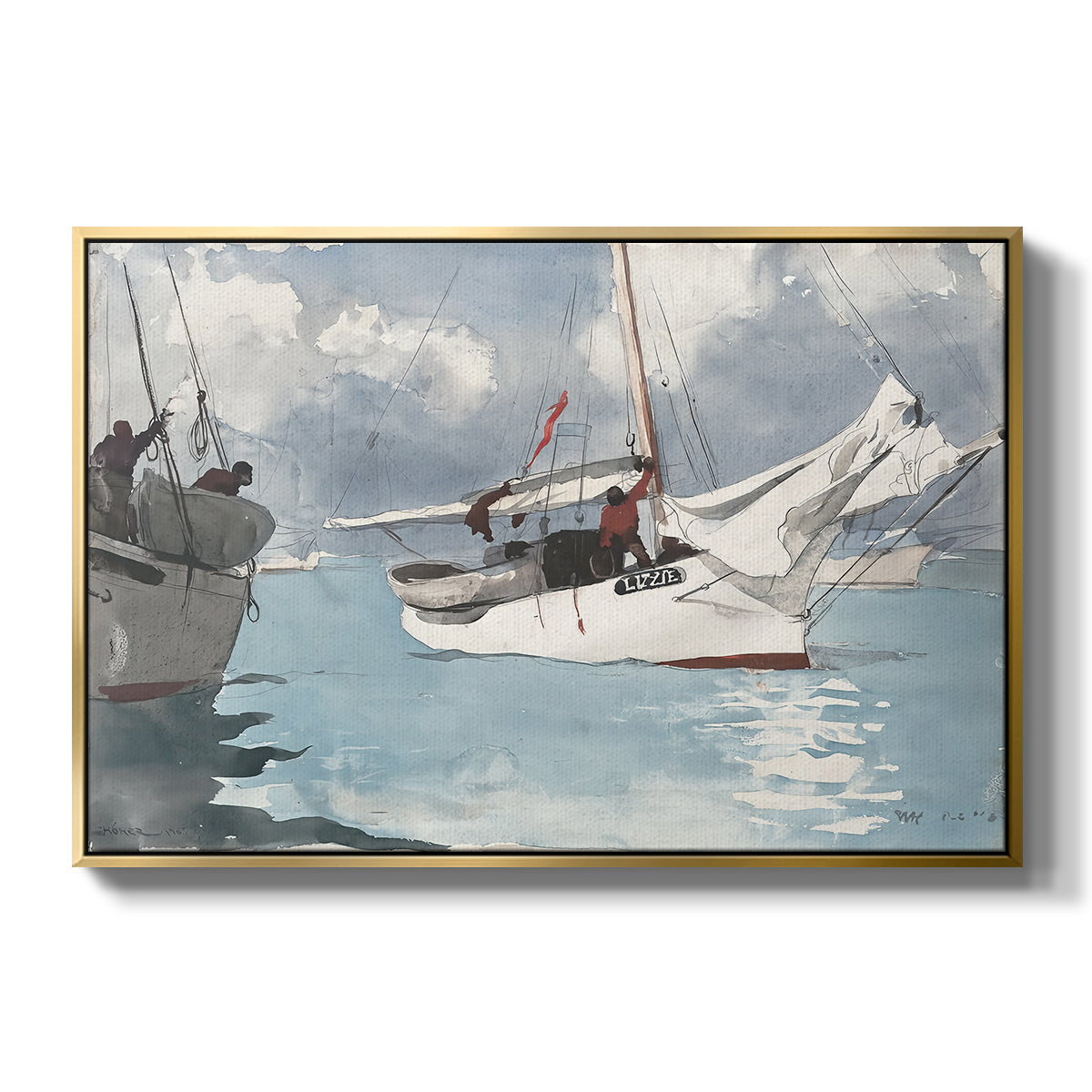 Fishing Boats, Key West, 1903 - Floater Framed Canvas Print