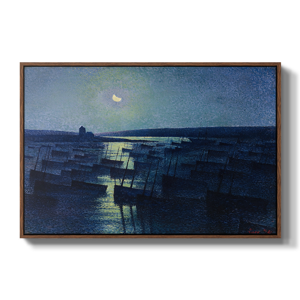 Camaret, Moonlight and Fishing Boats, 1894 - Floater Framed Canvas Print