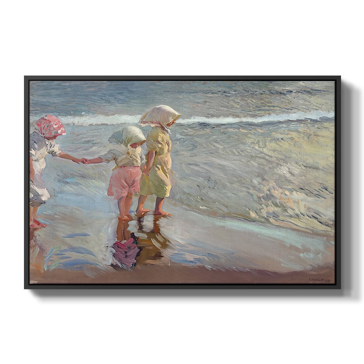 The Three Sisters on the Beach, 1908 - Floater Framed Canvas Print