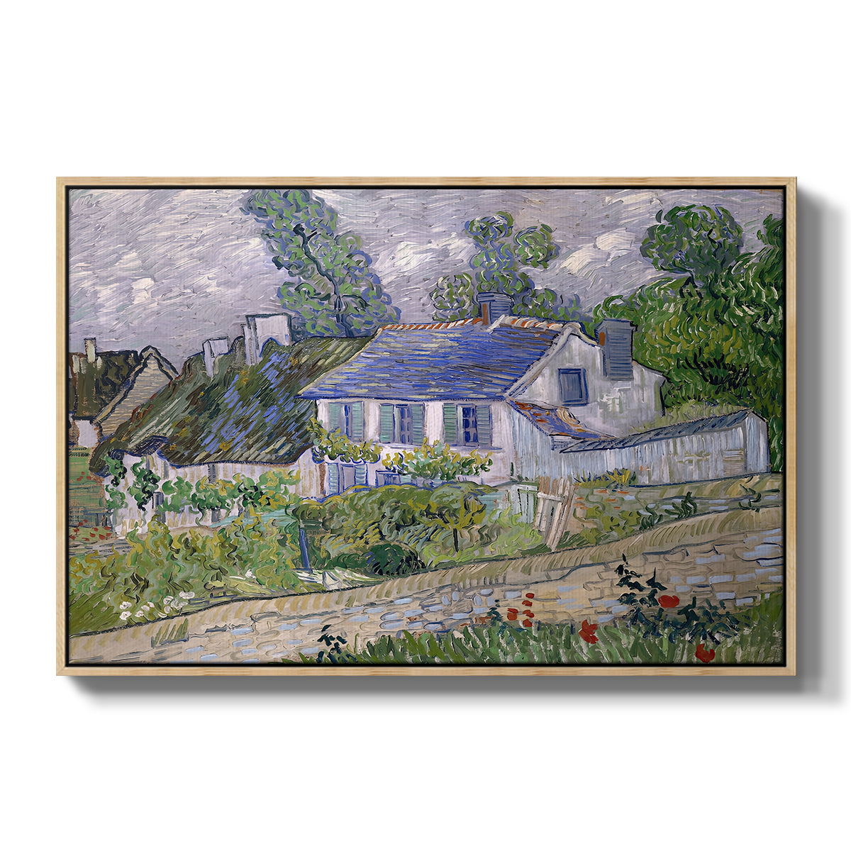 Houses in Auvers, 1890 - Floater Framed Canvas Print