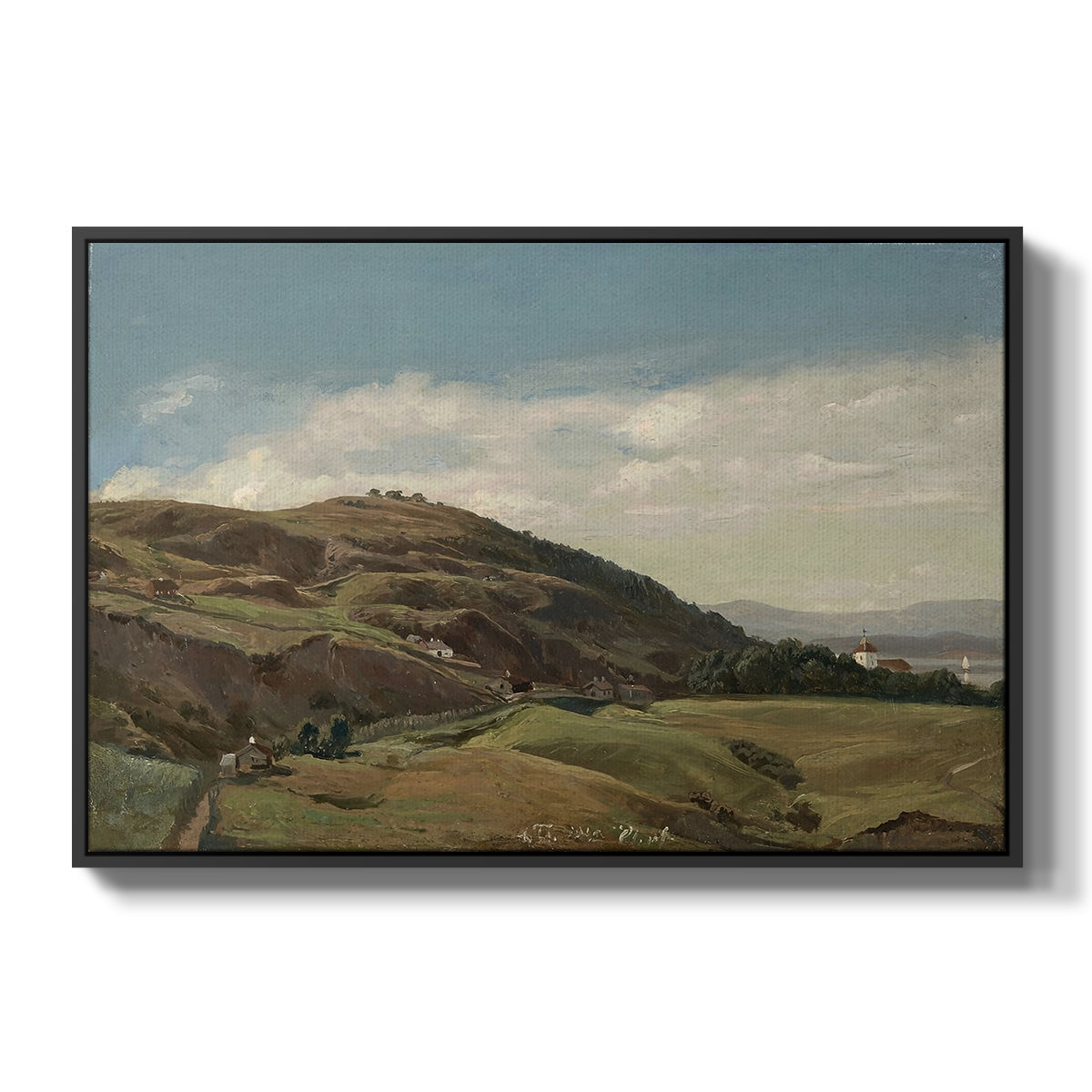 Ekeberg and Oslo Church, 1852 - Floater Framed Canvas Print