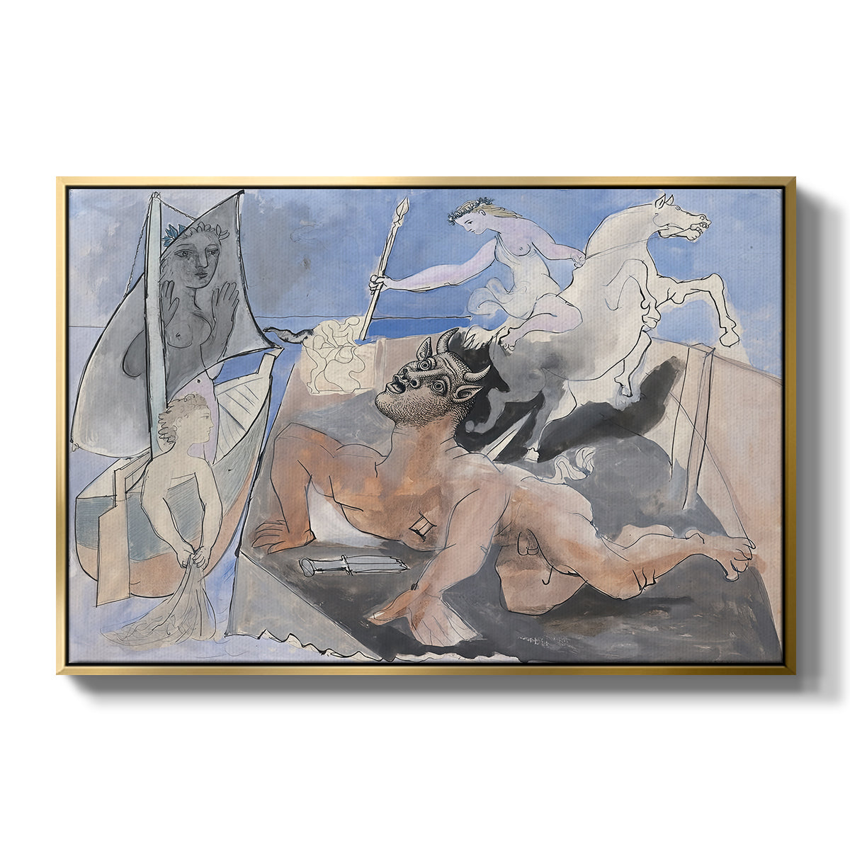 Composition with Minotaur, 1936 - Floater Framed Canvas Print