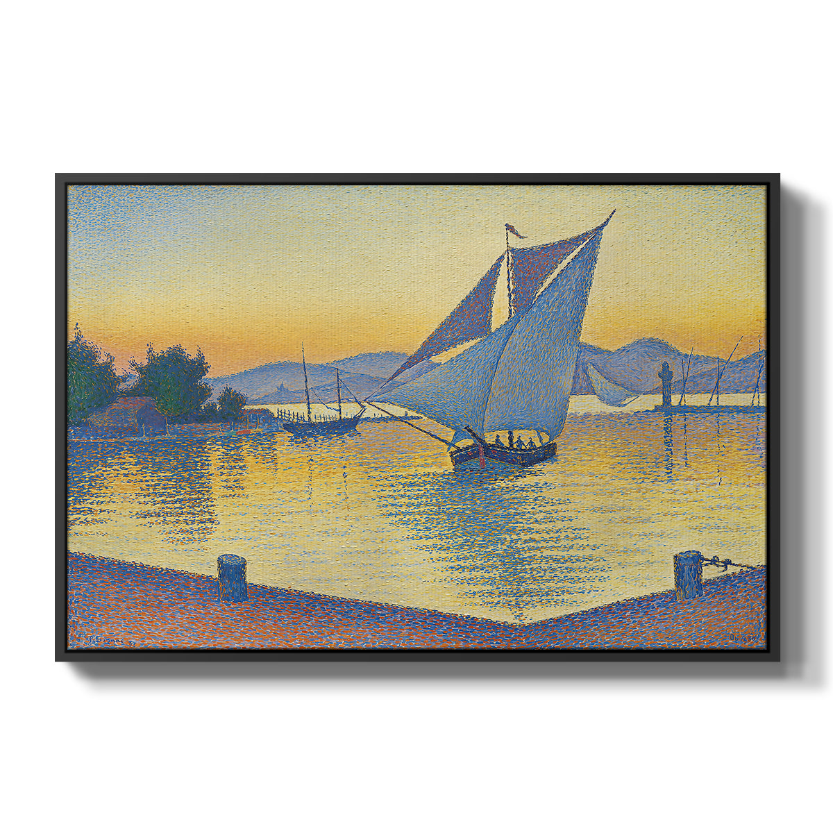 The Port at Sunset, Opus 236, Saint Tropez, 1892 - Floater Framed Canvas Print