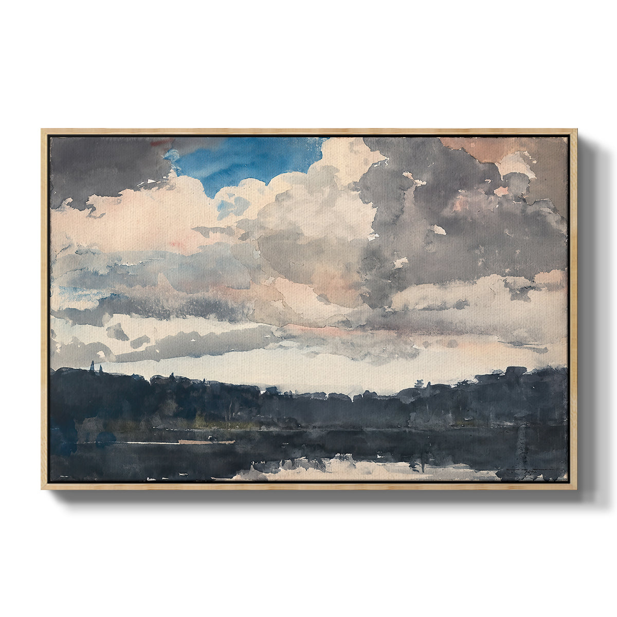 The Lone Boat, North Woods Club, Adirondacks, 1892 - Floater Framed Canvas Print