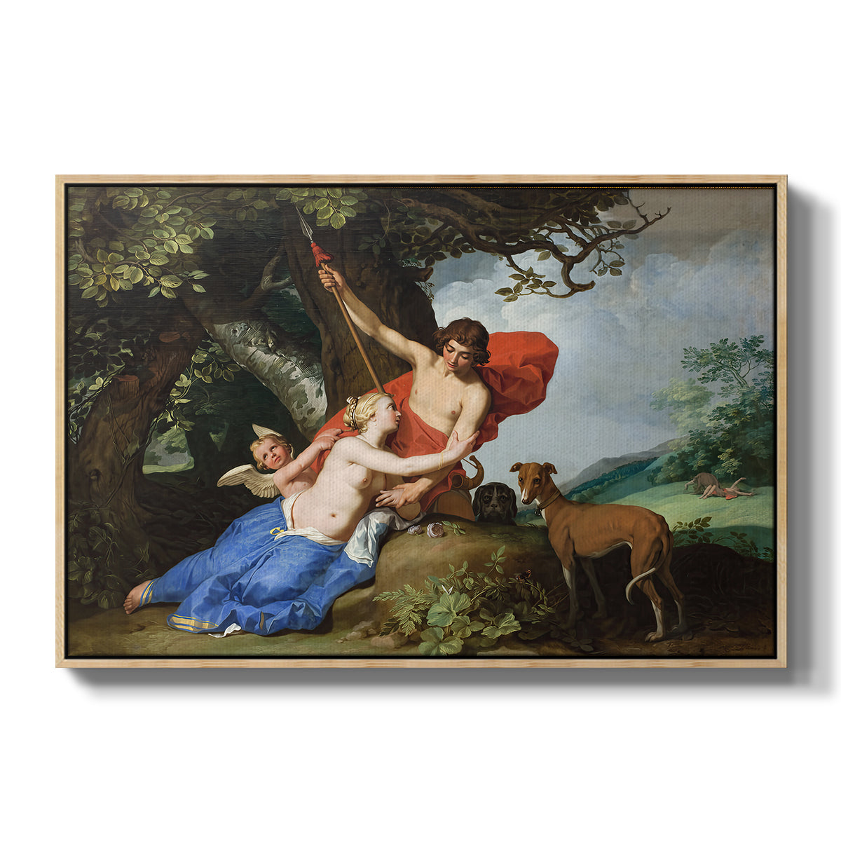 Venus and Adonis, 1632 - Floater Framed Canvas Print