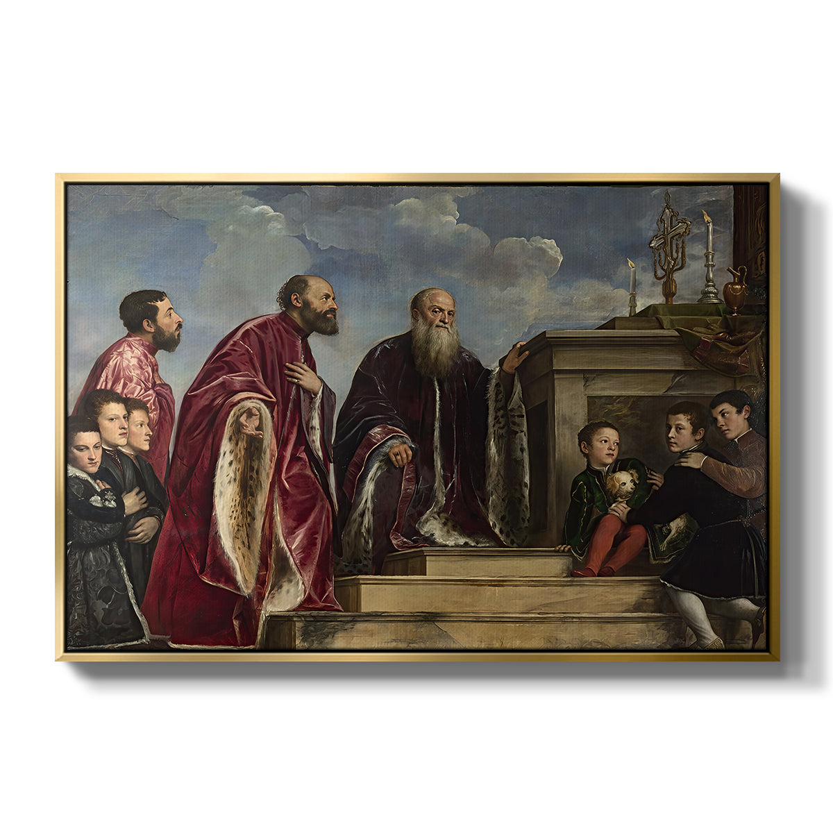 The Vendramin Family Venerating a Relic of the True Cross, c. 1540-1545 - Floater Framed Canvas Print