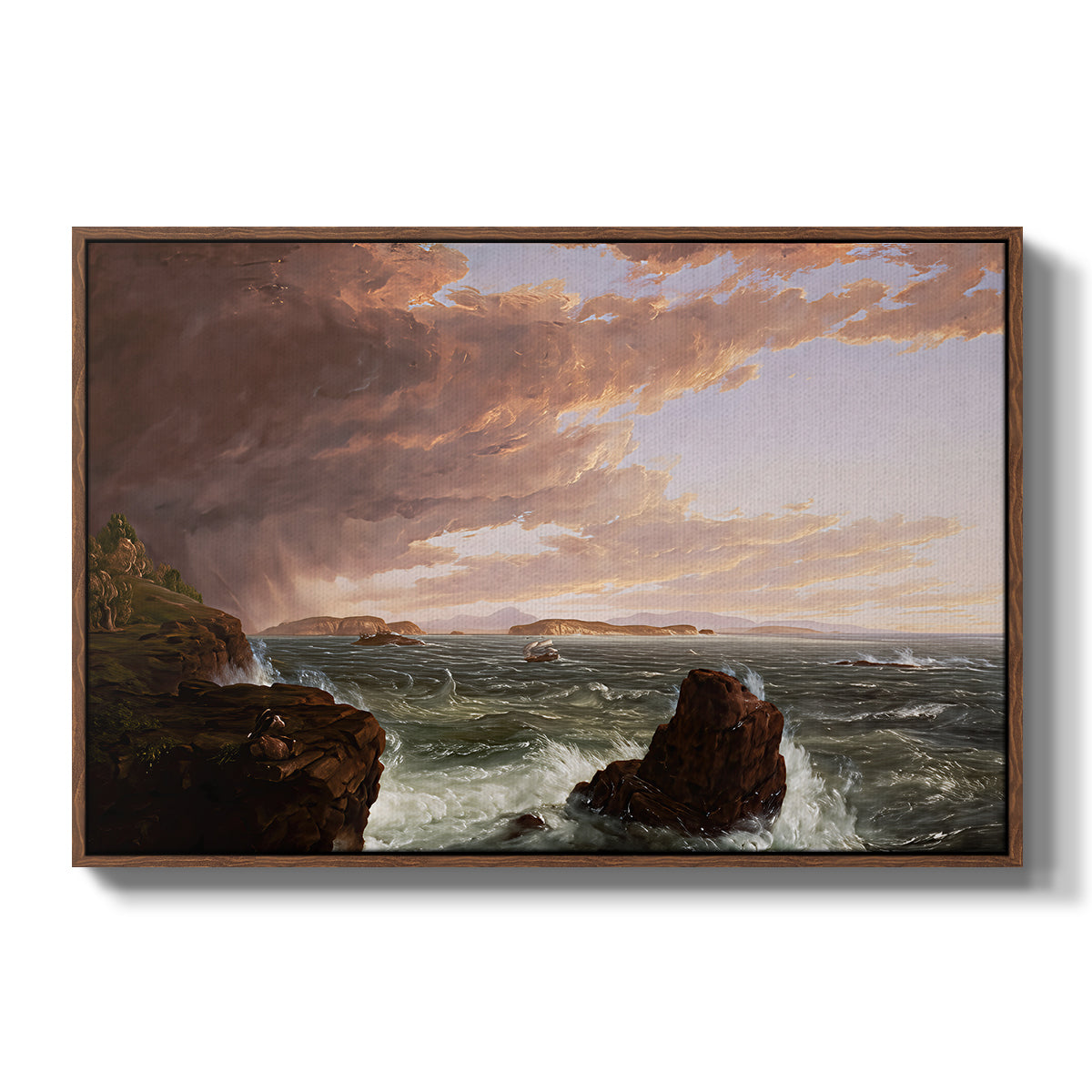Views Across Frenchman's Bay from Mt. Desert Island, After a Squall, 1845 - Floater Framed Canvas Print