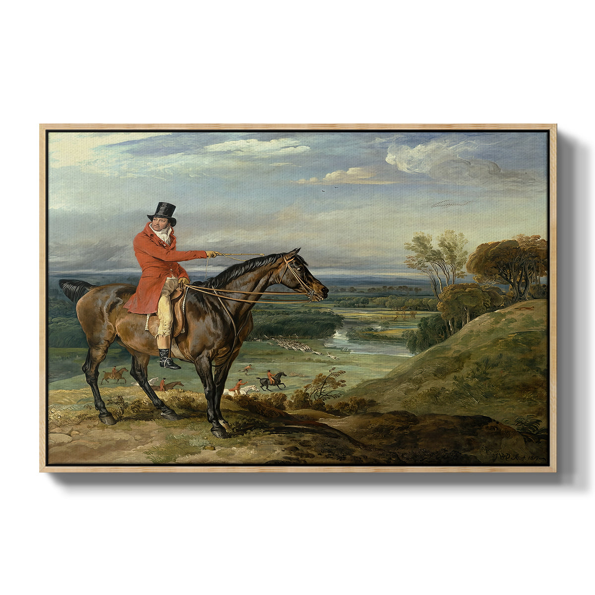 John Levett Hunting at Wychnor, Staffordshire, 1818 - Floater Framed Canvas Print