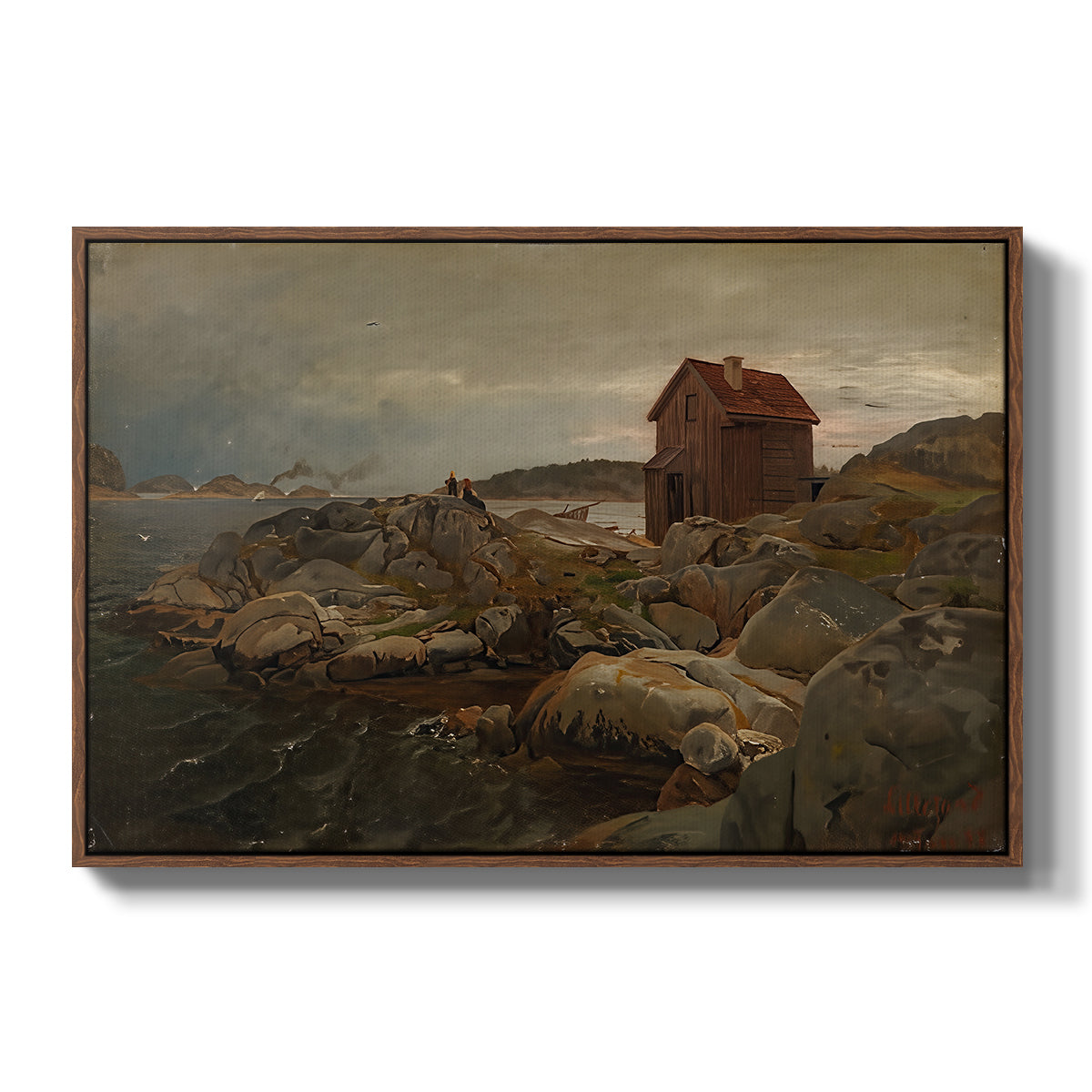 A Fisherman's Home, Lillesand, 1858 - Floater Framed Canvas Print