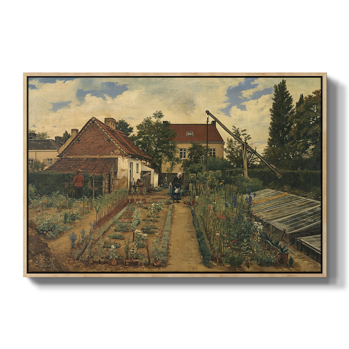 Garden of a Florist (The Flower Garden), 1864 - Floater Framed Canvas Print