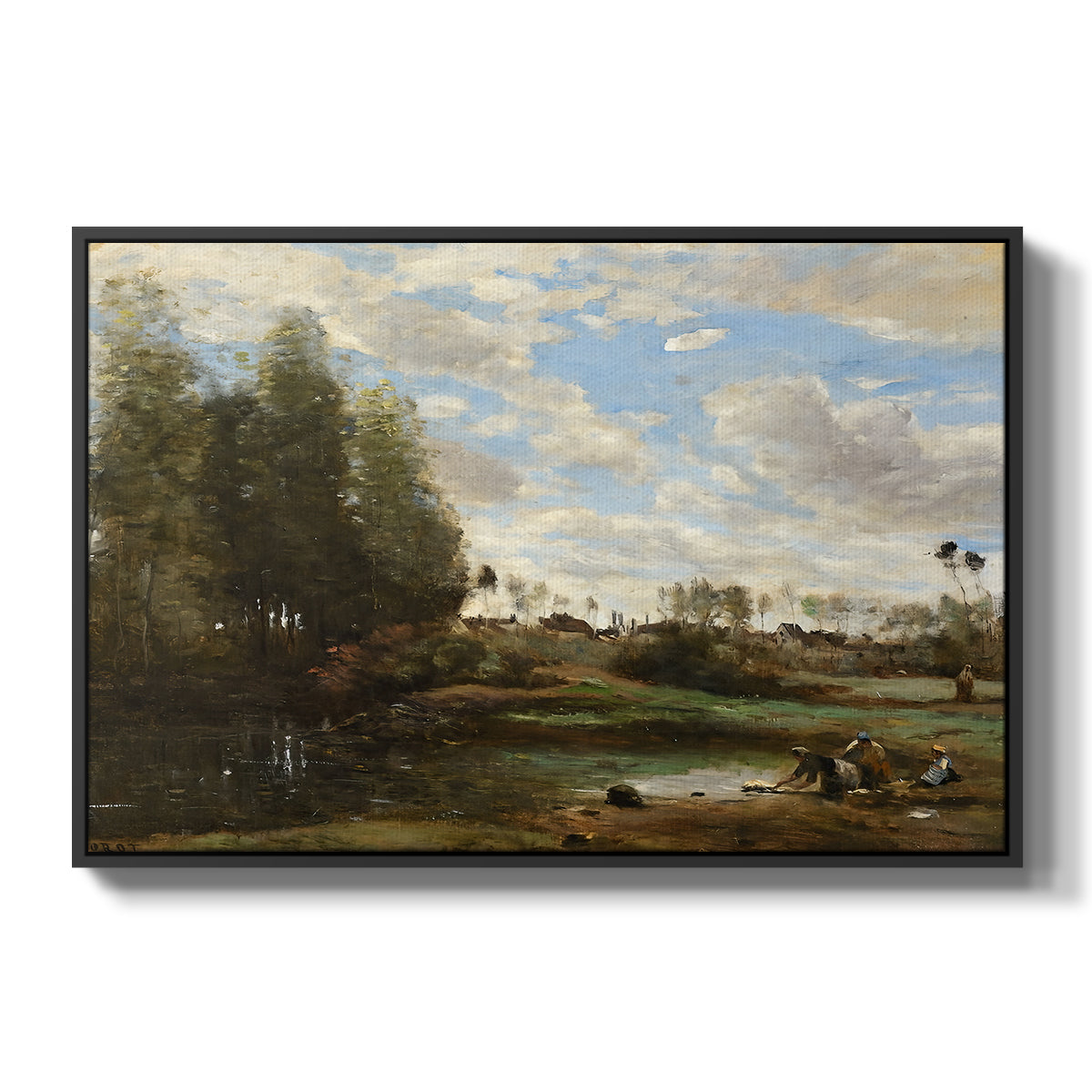 Washerwomen at the Water's Edge, c. 1860-1870 - Floater Framed Canvas Print