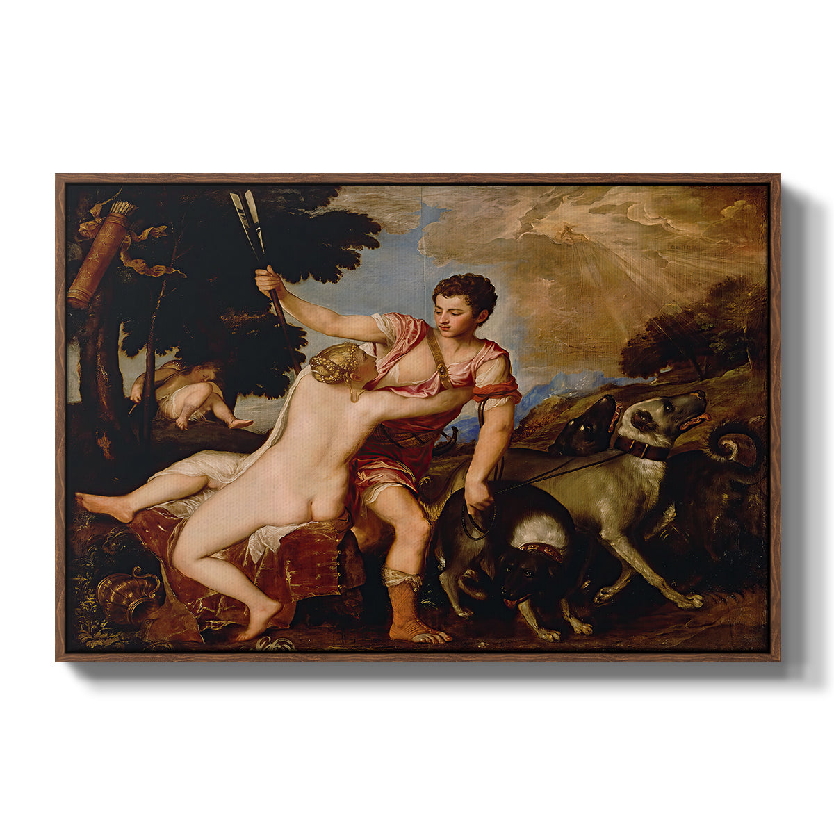 Venus and Adonis, 1554 - Floater Framed Canvas Print