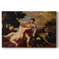 Canvas art print portraying a mythological couple in dramatic embrace as Adonis prepares to depart, set against a white background