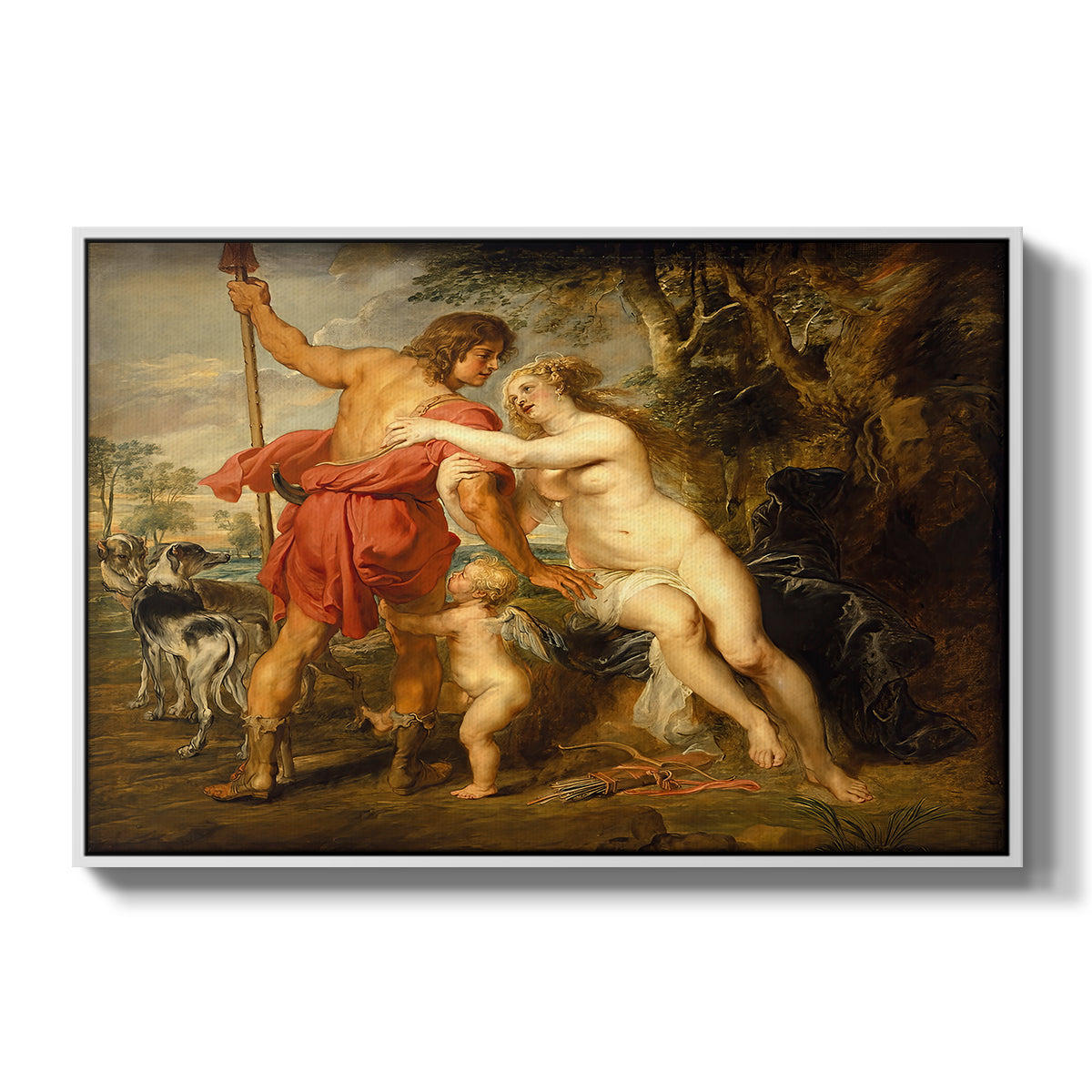 Venus and Adonis, c. 1635 - Floater Framed Canvas Print