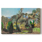 Canvas art print portraying a rolling landscape with trees and open sky in bright natural colors, set against a white background