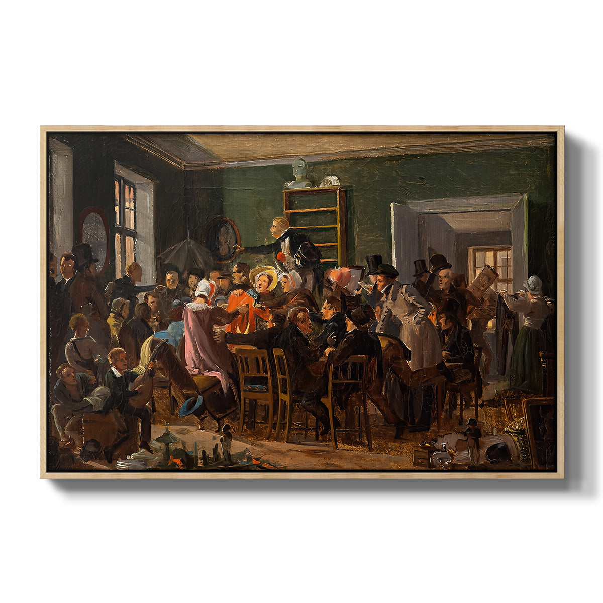 An Auction Scene, 1835 - Floater Framed Canvas Print