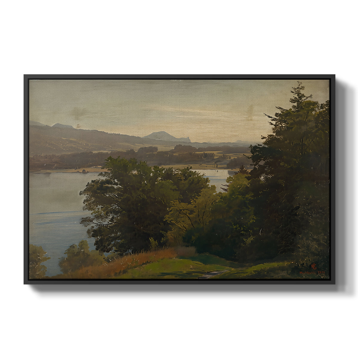 View of the Mondsee, 1870 - Floater Framed Canvas Print