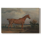 Canvas art print portraying a mounted hunter on horseback in open countryside landscape, set against a white background
