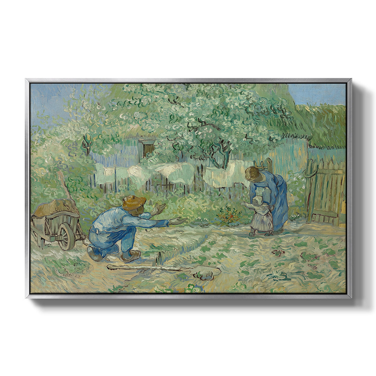 First Steps after Millet, 1890 - Floater Framed Canvas Print