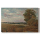 Canvas art print portraying a wide landscape with distant buildings across terrain, set against a white background