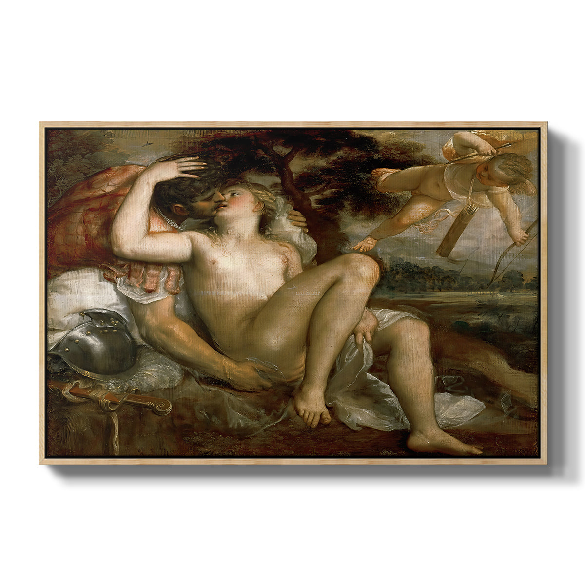 Mars, Venus and Cupid, c. 1530 - Floater Framed Canvas Print