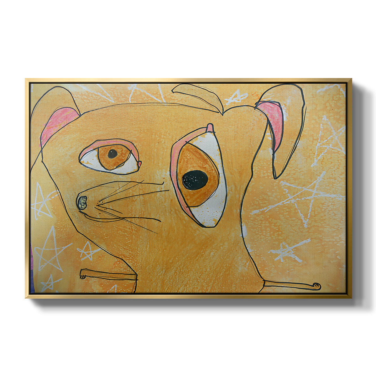 Cubist Dog with Stars (Student Art) - Floater Framed Canvas Print