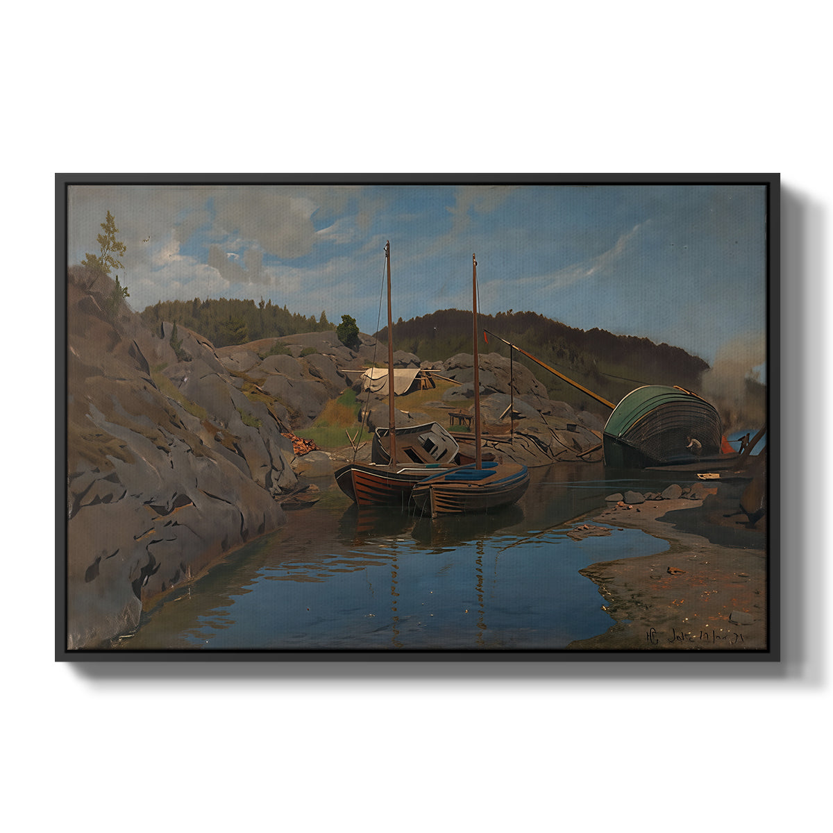 Pilotboats, 1875 - Floater Framed Canvas Print