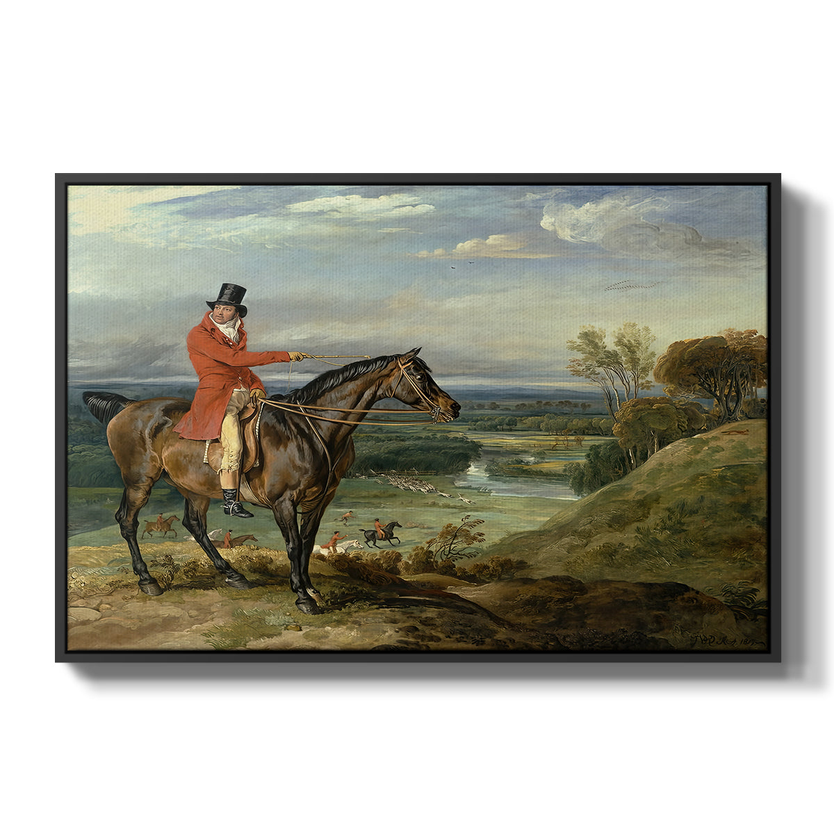 John Levett Hunting at Wychnor, Staffordshire, 1818 - Floater Framed Canvas Print