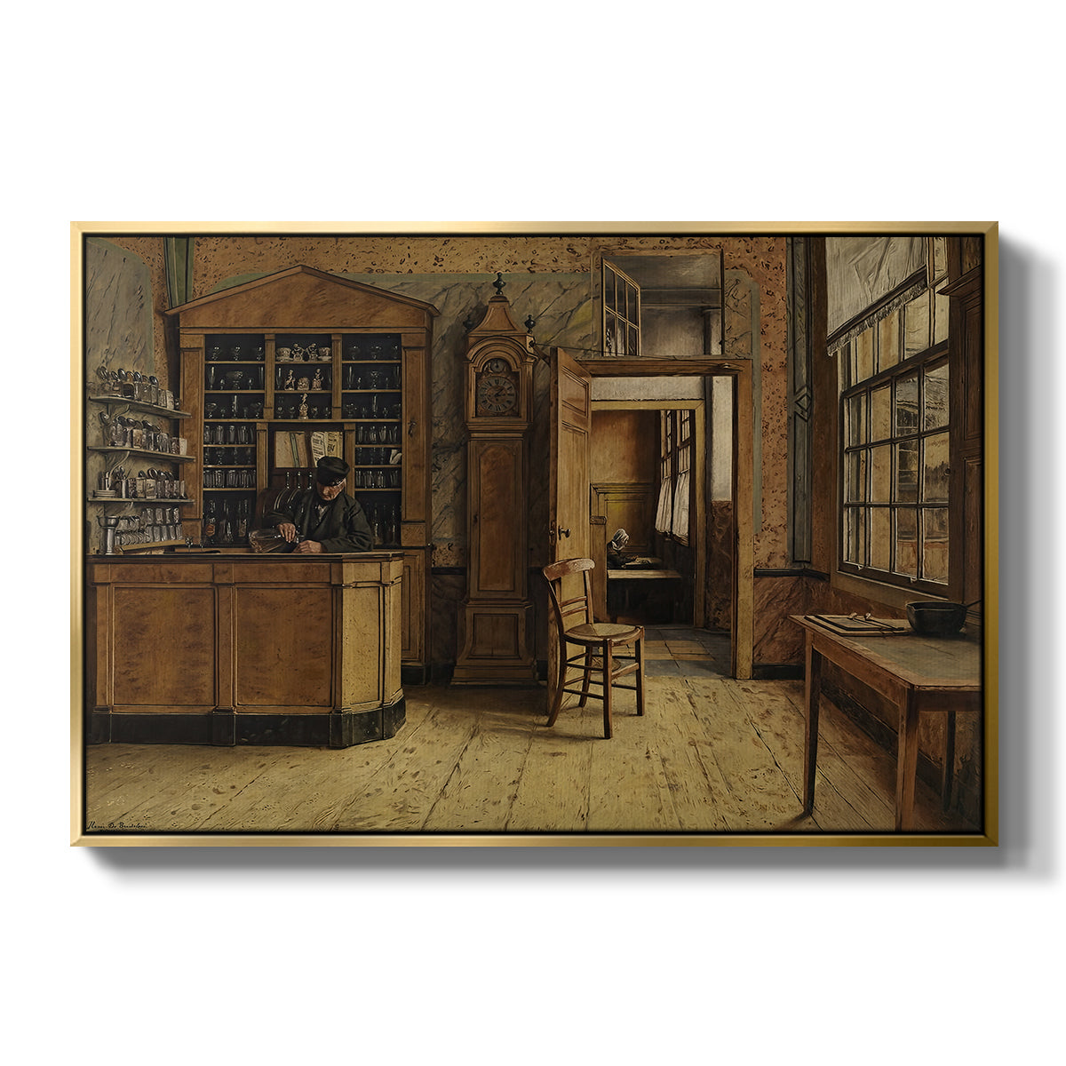 The Old Inn 'Het Loodshuis' in Antwerp, 1877 - Floater Framed Canvas Print