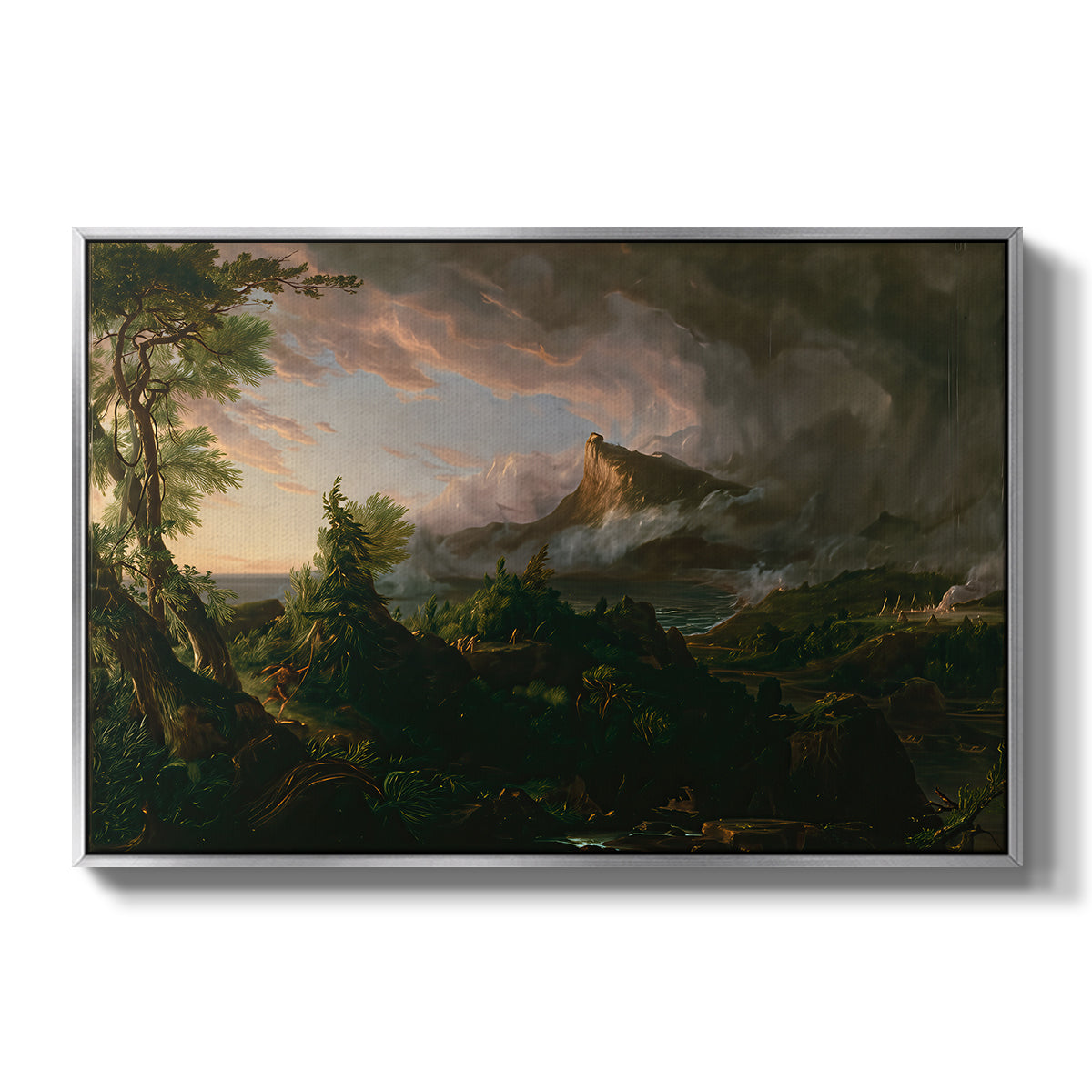 The Course of Empire: The Savage State, 1834 - Floater Framed Canvas Print