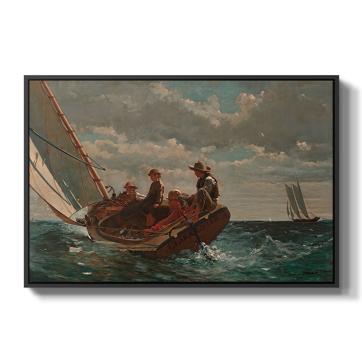 Breezing Up (A Fair Wind), 1873-1876 - Floater Framed Canvas Print