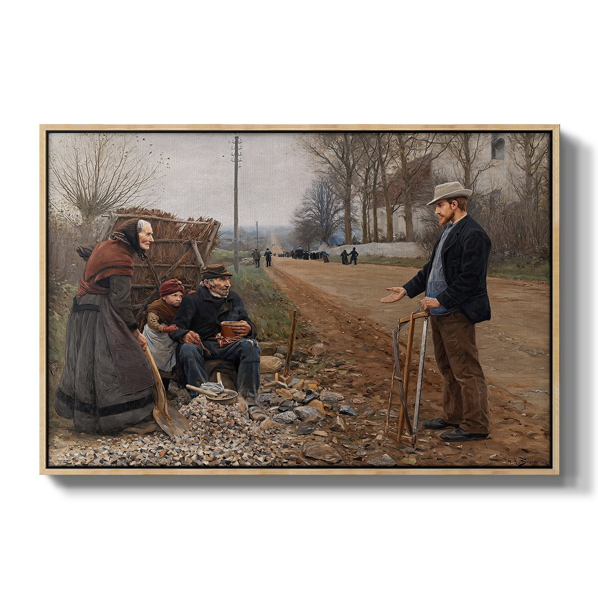 People by a Road, 1893 - Floater Framed Canvas Print