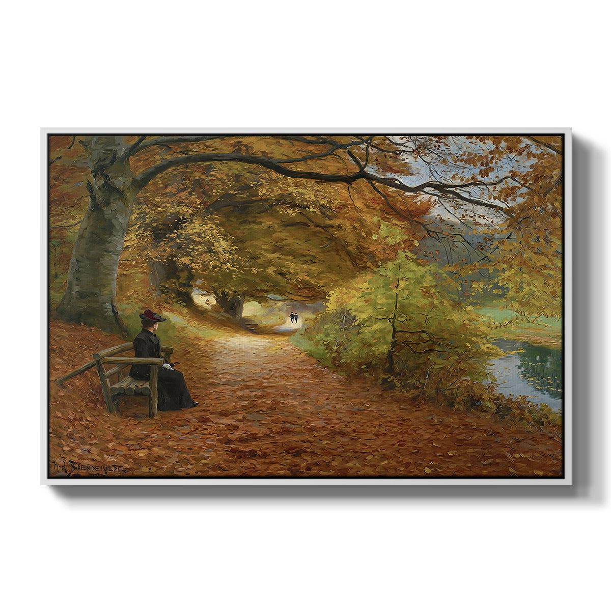 A Wooded Path in Autumn, 1902 - Floater Framed Canvas Print