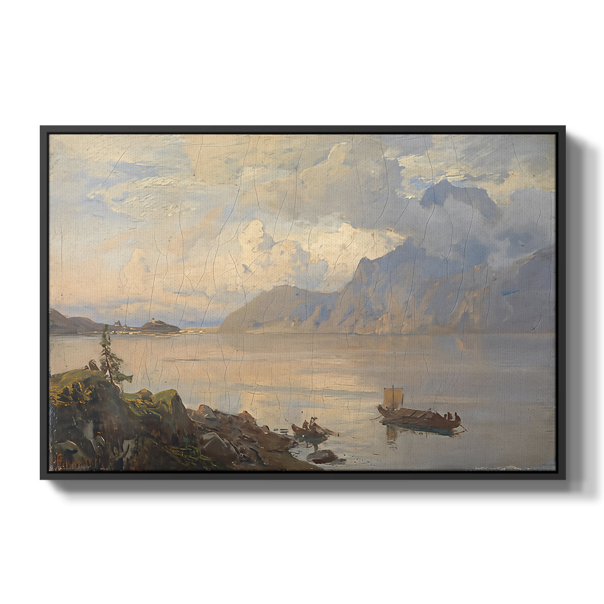 Traunsee, 1871 - Floater Framed Canvas Print