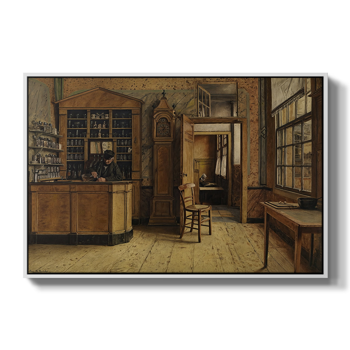 The Old Inn 'Het Loodshuis' in Antwerp, 1877 - Floater Framed Canvas Print