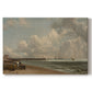 Canvas art print portraying a wooden jetty extending into sea with open horizon, set against a white background
