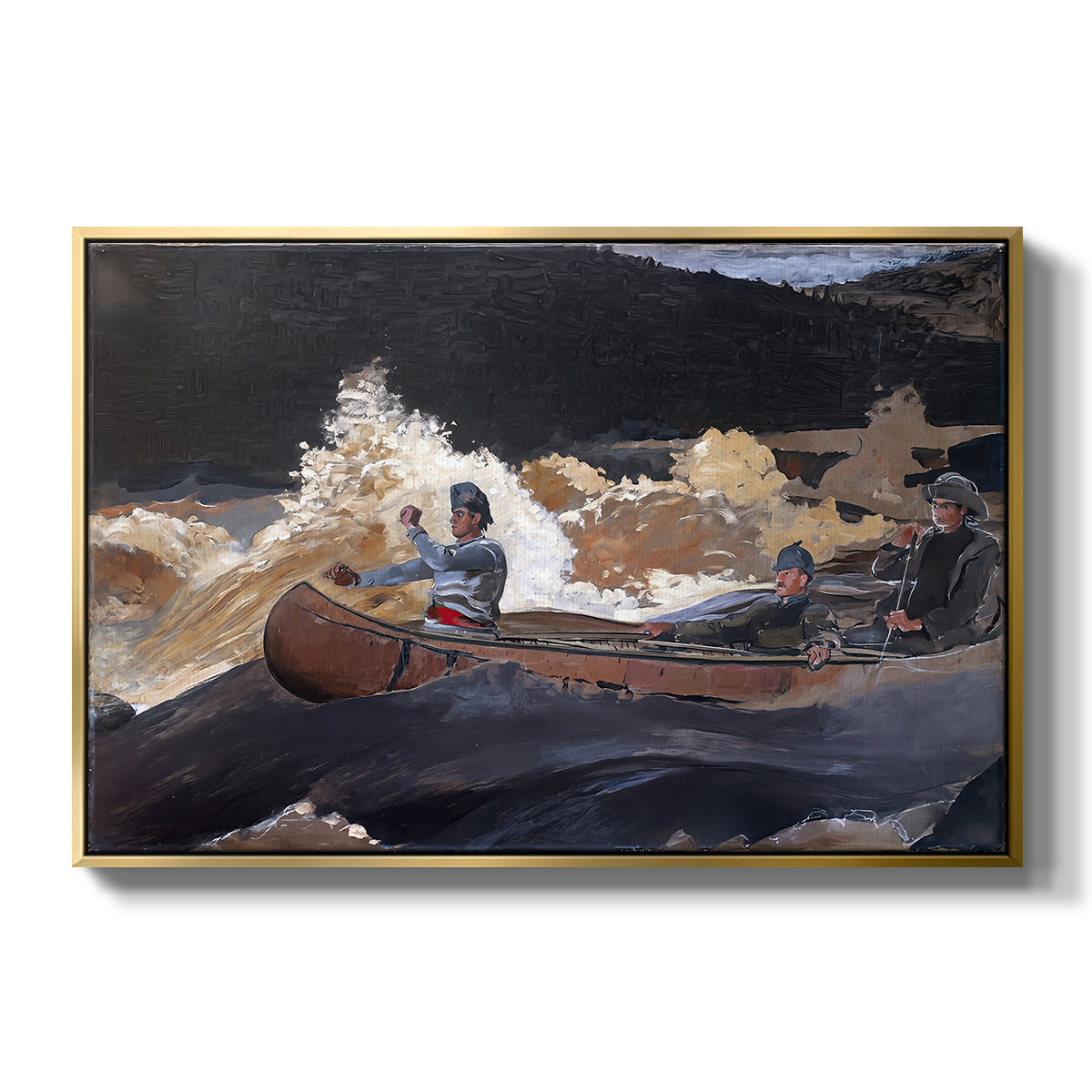 Shooting the Rapids, Saguenay River, 1905-1910 - Floater Framed Canvas Print