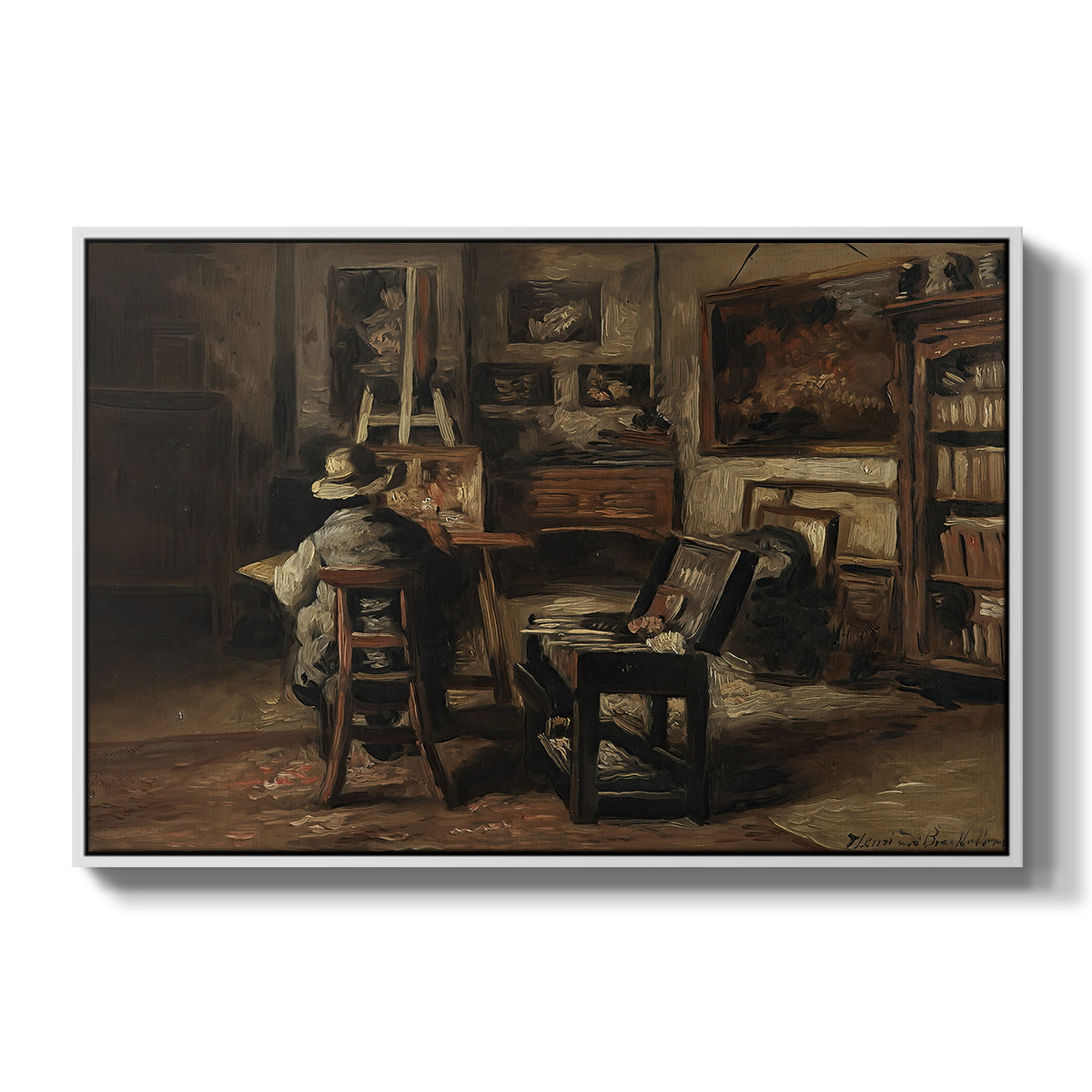 The Studio of Ferdinand De Braekeleer I, Father of the Painter, c. 1873-1885 - Floater Framed Canvas Print