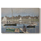 Canvas art print portraying sailboats gathered in calm basin with reflections on water, set against a white background