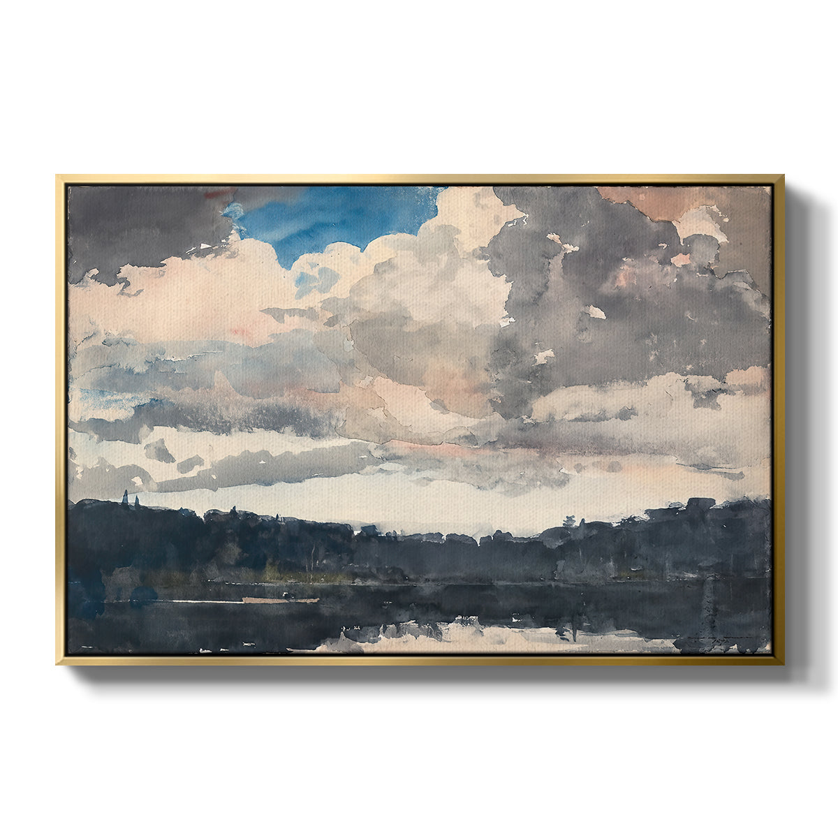 The Lone Boat, North Woods Club, Adirondacks, 1892 - Floater Framed Canvas Print