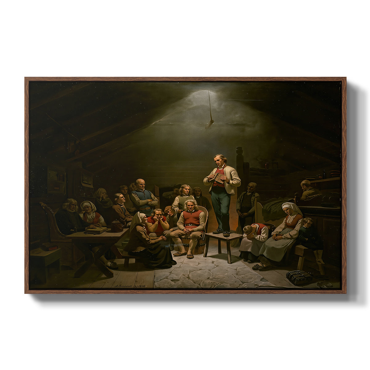 Low Church Devotion (Haugianerne), 1848 - Floater Framed Canvas Print