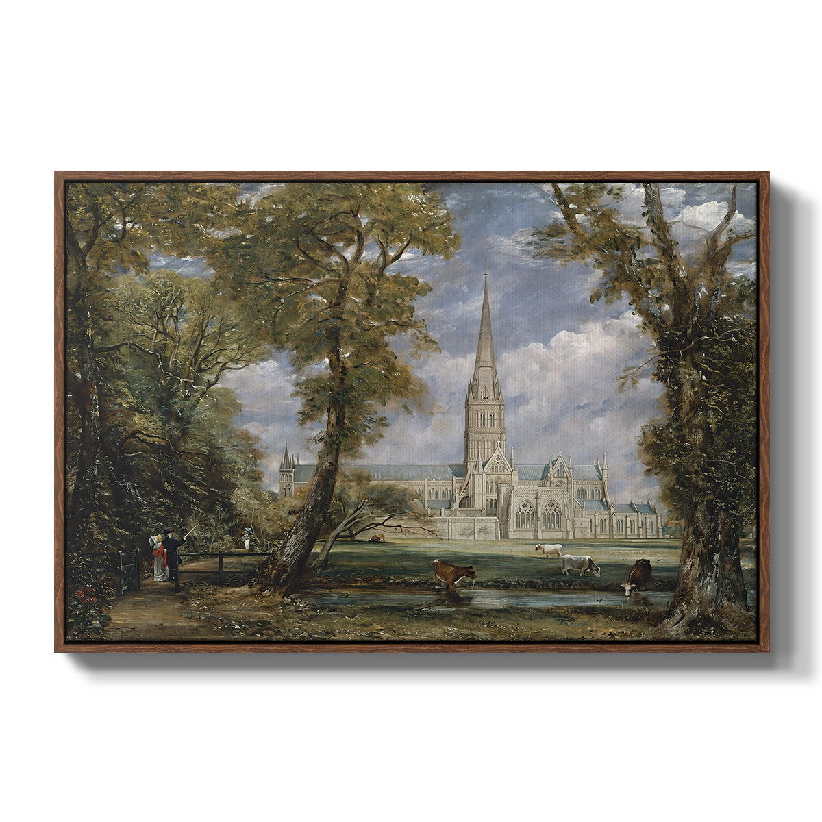 Salisbury Cathedral from the Bishop's Grounds, c. 1825 - Floater Framed Canvas Print
