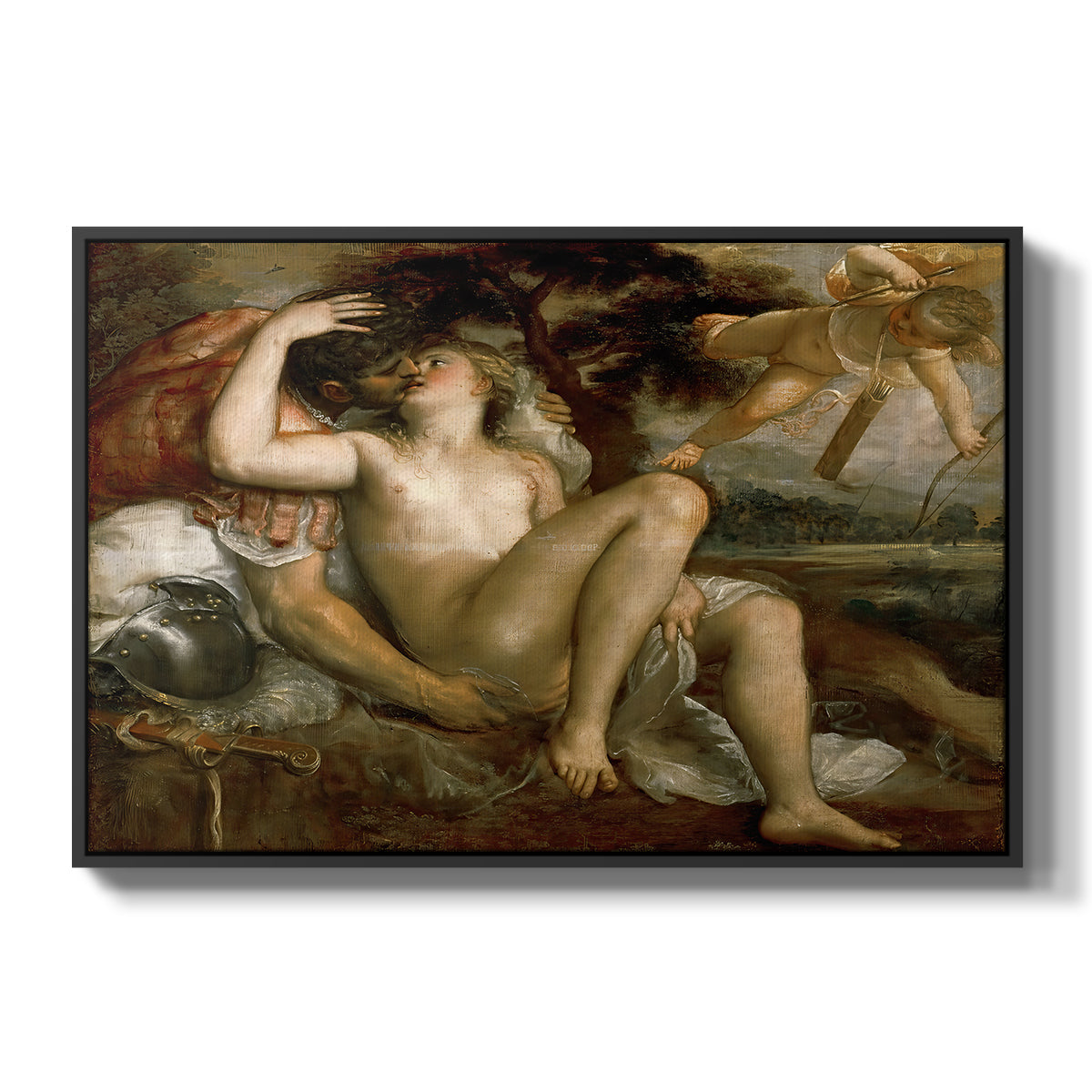 Mars, Venus and Cupid, c. 1530 - Floater Framed Canvas Print