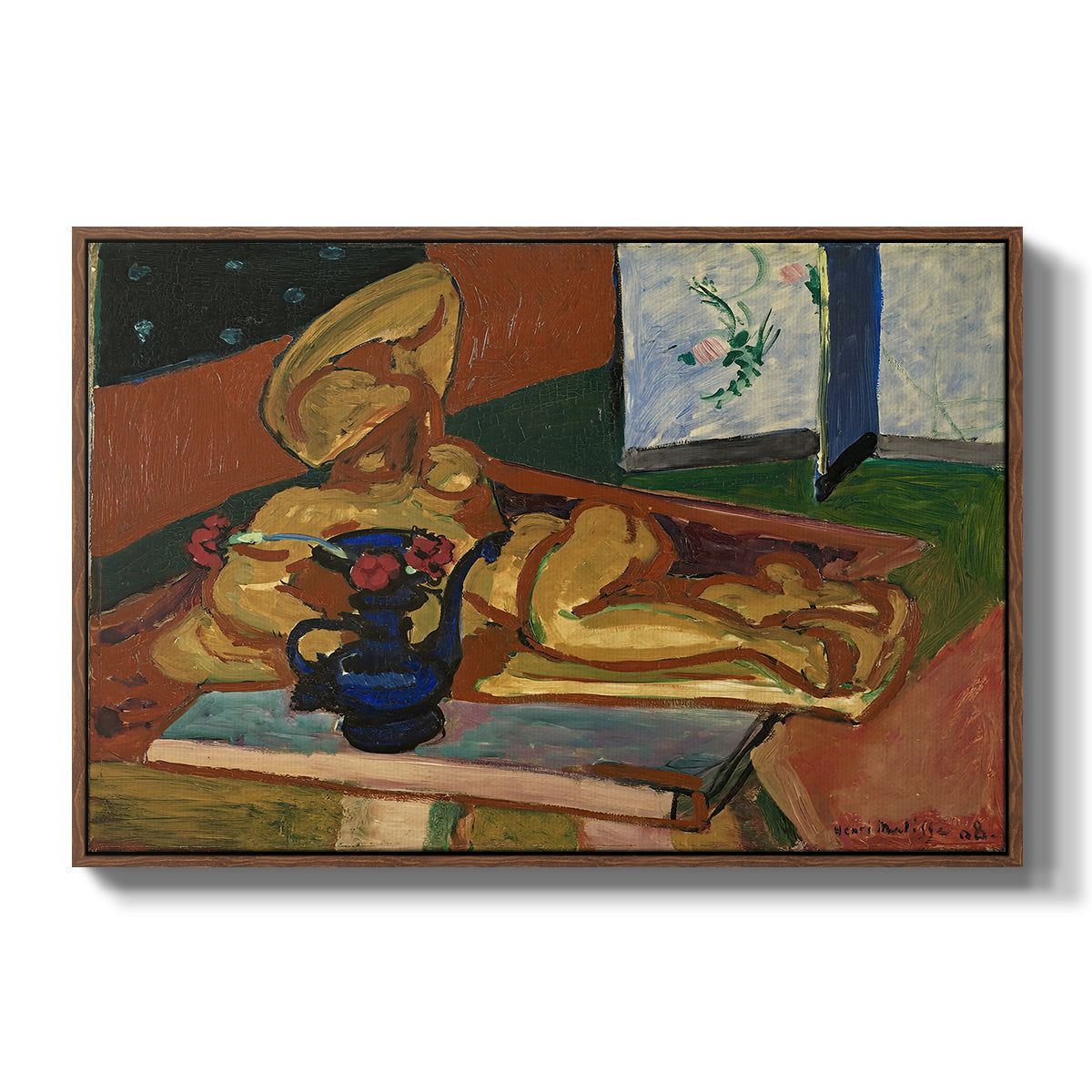 Sculpture and Persian Vase (The Bronze Figure), 1908 - Floater Framed Canvas Print