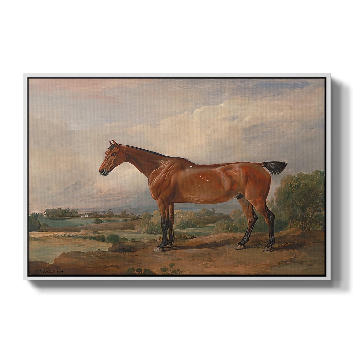 A Hunter in a Landscape, c. 1810 - Floater Framed Canvas Print