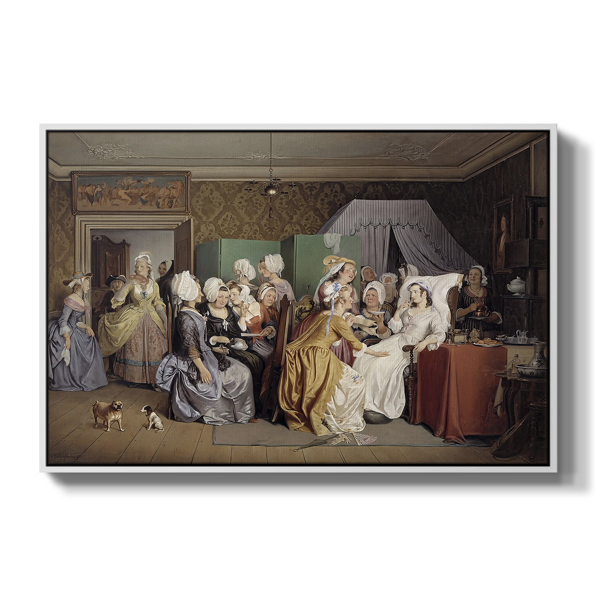 The Maternity Room (Scene from "Barselstuen"), 1845 - Floater Framed Canvas Print