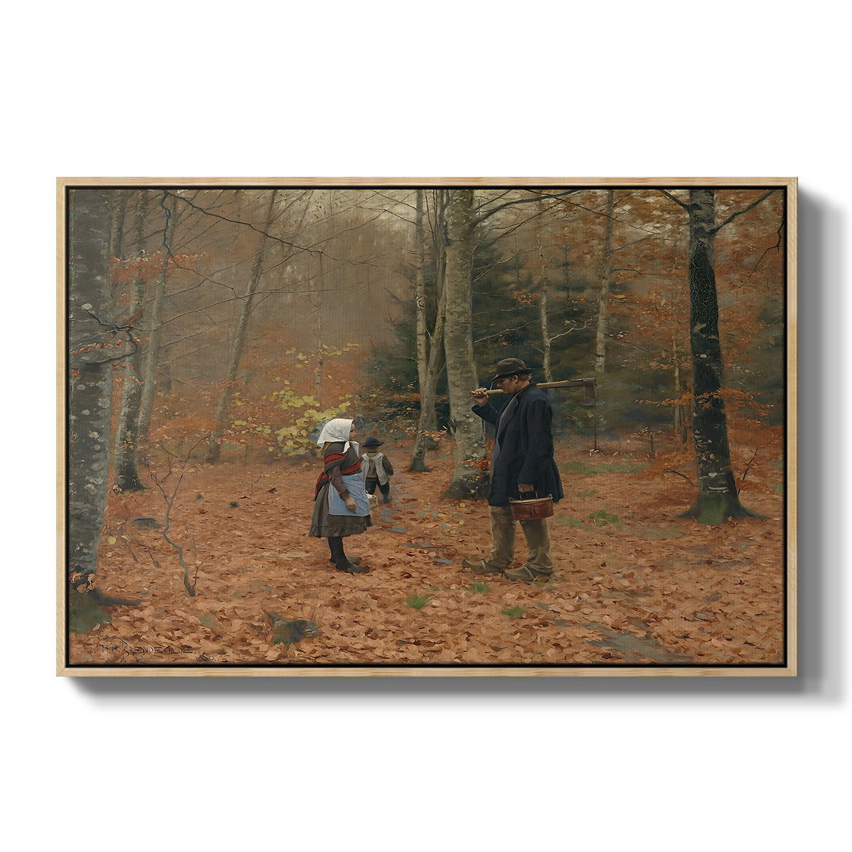 The Woodman and his Children, 1886 - Floater Framed Canvas Print