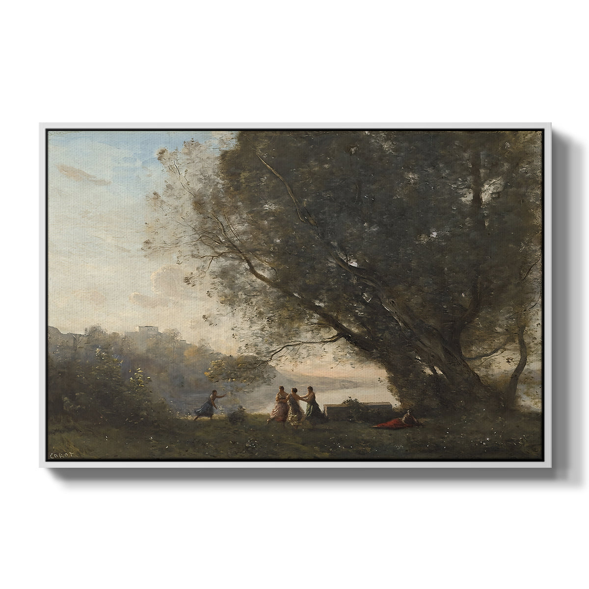 Dance Under the Trees at the Edge of the Lake, c. 1865-1870 - Floater Framed Canvas Print