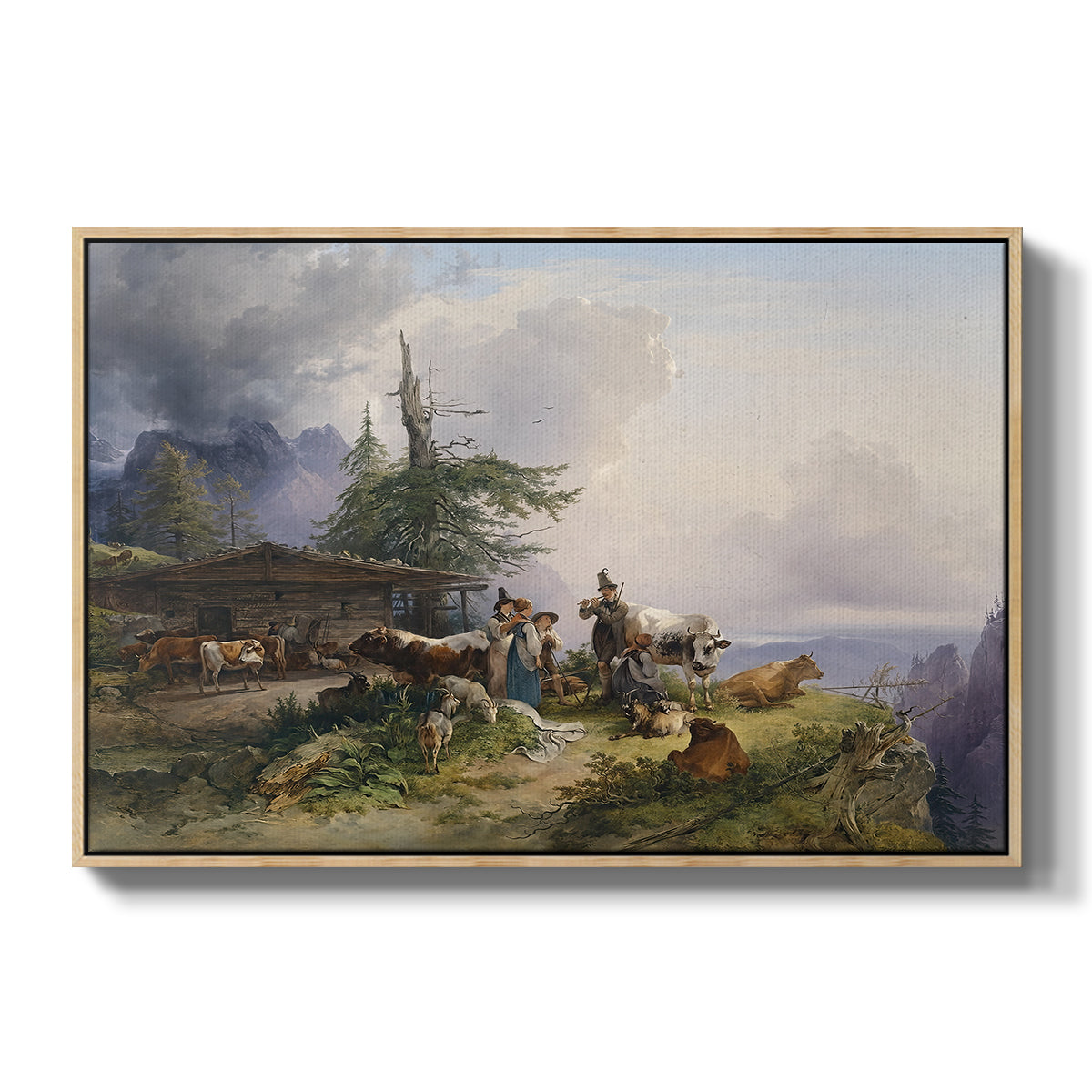 An Alpine Farm on the Untersberg, 1835 - Floater Framed Canvas Print