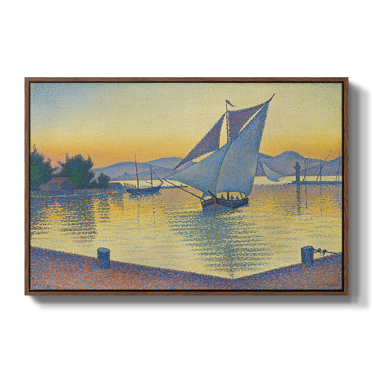 The Port at Sunset, Opus 236, Saint Tropez, 1892 - Floater Framed Canvas Print